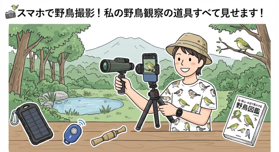スマホで野鳥撮影！私の野鳥観察の道具すべて見せます！